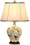 Zenghh Classic Vintage Ceramica lampada da tavolo, orientale vaso simile a lampada da paralume da tavolo luminosa pulsante interruttore da ...