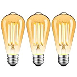 ZIKEY Lampadina LED E27, 10W (Equivalente a 100W), ST64 Stile Vintage Edison, Luce Bianco Caldo 2700K, 1000lm, Vetro Ambrato, Non ...
