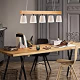 ZMH Lampada a sospensione in legno Lampadario moderni - Bianco lampadario dimmerabile altezza regolabile E27 luce tavolo da pranzo in ...