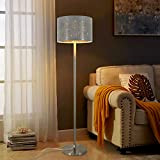 ZMH Lampada da terra salotto design piantana - Bianco Oro vintage lampada da terra con paralume in tessuto per camera ...