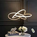 ZMH LED lampada a sospensione tavolo da pranzo bianco Ø62 CM anelli lampadario soggiorno 68W dimmerabile con telecomando regolabile in ...