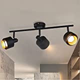 ZMH plafoniera da soggiorno lampada da soffitto industriale - nero faretti rotanti e orientabili in ferro con 3 x E14 ...