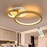 ZMH Plafoniera LED dimmerabile Lampada da soffitto in legno -Lampada da soggiorno 52cm Lampada da camera da letto ad anello ...