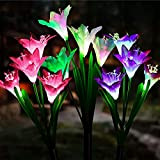 ZQX 3 Luci solari da giardino a forma di fiore solare per esterni, multicolore con fiori di giglio più grandi ...